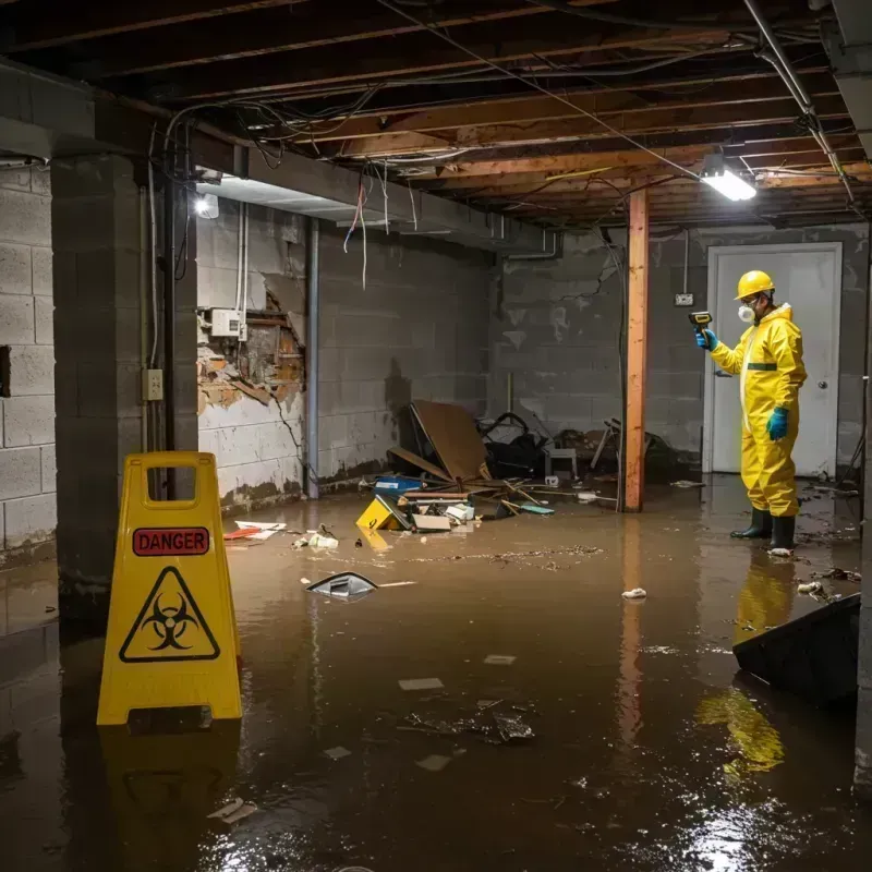 Flooded Basement Electrical Hazard in Galesburg, IL Property